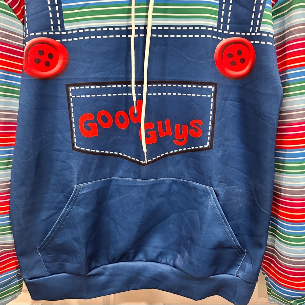 Good Guys Chucky Men’s Sweatshirt Costume for Cosplay of Halloween Size Large - Picture 3 of 14